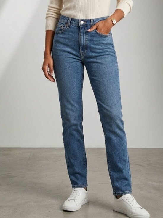 Abercrombie & Fitch Denim - Abercrombie Ultra High Rise Slim Straight Jeans Size 6/28 Blue Denim